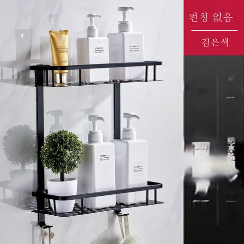 DFMEI 화장실 욕실 선반 벽걸이 펀칭면제 화장실 벽모퉁이 화장실 목욕세면대 삼각수납대, DFMEI 벽모서리 [화이트] [1단]