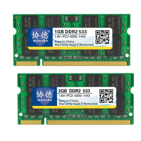 2pcs Xiede 노트북 메모리 램 모듈 DDR2 533 PC2-4200 240pin DIMM 533MHz 노트북 X028 1GB 및 2GB, 초록, 하나