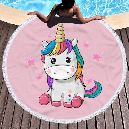비치원형 프린트 비치초세섬유 가수 계열 도안 비치, STJ014-1, 200g 평방미터당 지름 150cm