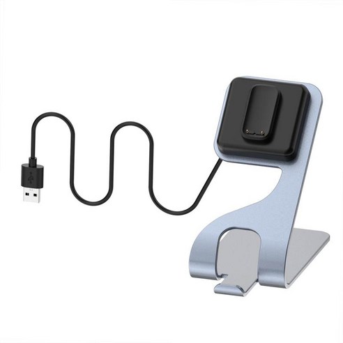 알루미늄 합금 충전 베이스 교체 충전기 크래들 Charge 5용 Luxe Smartwatch용 금속 브래킷 4.9피트 USB 코드, 회색, 102x81x51mm.