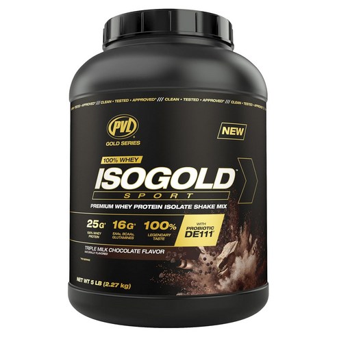 PVL ISOGOLD 스포츠 프리미엄 웨이 프로틴 아이솔레이트 셰이크 믹스 트리플 밀크 초콜릿 맛