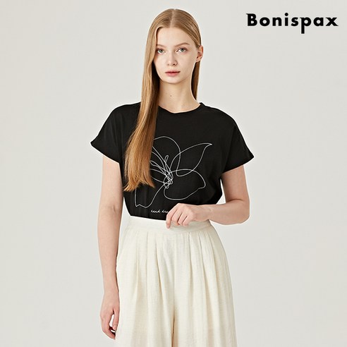 보니스팍스 라운드 플라워 프린팅 데일리 반팔 티셔츠 (XO2LW026L0)