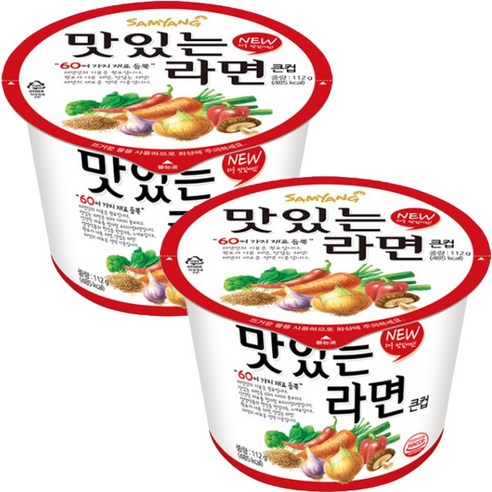 삼양 맛있는라면 큰컵 112g, 2개
