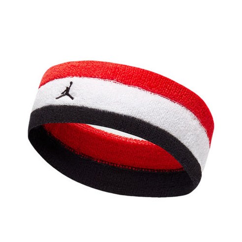 나이키 조던 테리 헤드밴드 블랙 화이트 레드, 1개, 검정/흰색/빨강