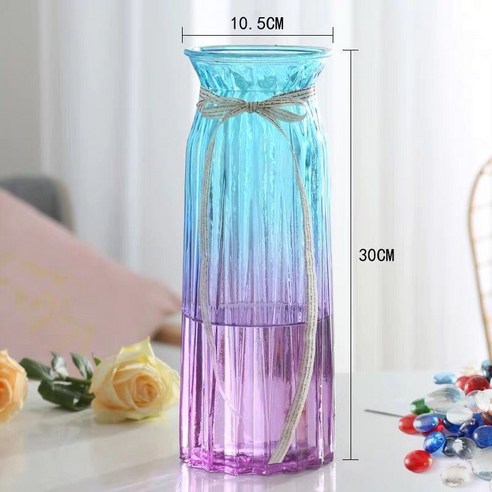 DFMEI 꽃병. 화병.Vase.-- 꽃병 스페셜 라지 사이즈 유리 꽃병 투명수 양수 죽수입니다배화병 거실 꽃꽂이 장식물입니다, DFMEI.30 접기 [보라색] 1-대형
