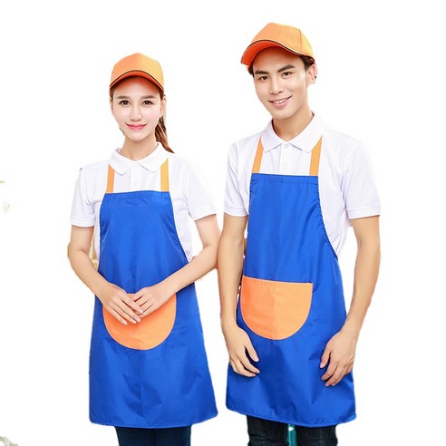 ANKRIC 주방 식당 종업원 더러움 방지 앞치마 원피스앞치마, 로얄 블루