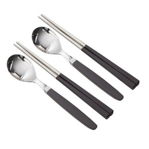 라온누리 픽미 컬러 아동 수저세트 숟가락 2p + 젓가락 2p, 베이직 초코(C), 1세트
