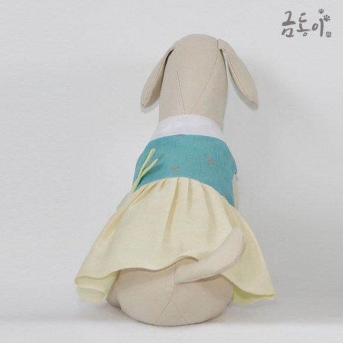 금동이 펫 GW003 노랑구름금박 강아지 고양이 애견 한복, 1개