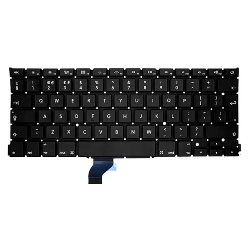 Retemporel 2013-2015 Macbook Pro Retina A1502 13인치 노트북 내부 교체 키보드용 키보드(영국 레이아웃), 검은 색, 금속 + 플라스틱