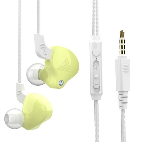 스포츠 헤드폰 밀 서브우퍼 휴대 전화 헤드폰이 있는 인이어 와이어 제어, Ak6-x 카말론 옐로우, 규격 없음