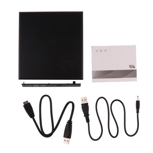 외부 USB3.0 인클로저 케이스 12.7mm SATA 용 광학 드라이브 카트리지, 블랙, 143x135x13mm, ABS