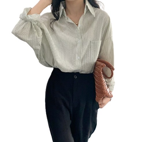 퀸하우스 제시 원포켓 스트라이프 긴팔셔츠