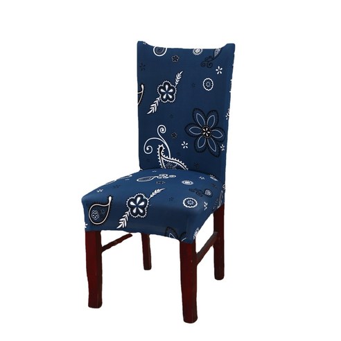 탄성 식사 의자 커버 결합 된 의자 커버 단색 간단한 현대 가구 의자 커버 호텔 의자 커버, 꽃의 푸른 바다, 适合普通椅子