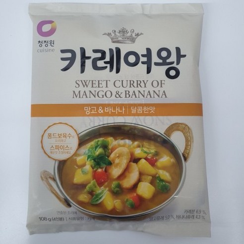청정원 카레여왕 망고 앤 바나나 달콤한맛, 108g, 10개