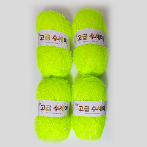 울클럽 별꽃수세미 만들기 DIY 고급수세미실 4볼세트, 126형광노랑