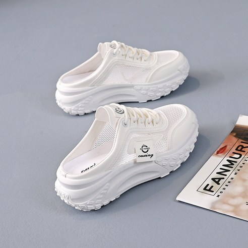 여름날의 자유로운 발걸음: 708090 여성 캐주얼 메쉬 하프 슬리퍼 슬립온