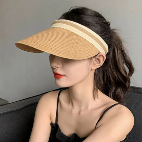 워홀리 여성 데일리 라탄 썬캡 햇빛 차단 모자