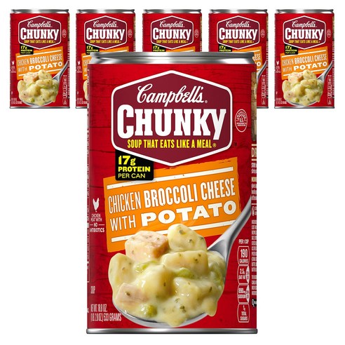 캠벨스 청키 치킨 브로콜리 치즈 포테이토 수프, 533g, 6개