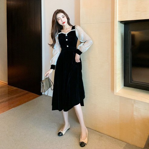 우아함과 스타일을 갖춘 ANYOU 벨벳 원피스