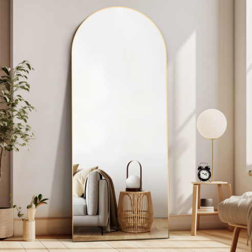 Brendayia 1650x600mm 아치형 전신거울 초대형 사이즈 전신거울 벽걸이 현관거울 드레스룸 침실 욕실 거실, 골드