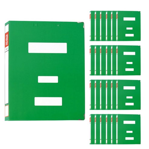 오피스존 청스프링 파일 A4 장식포함 30개입, 녹색