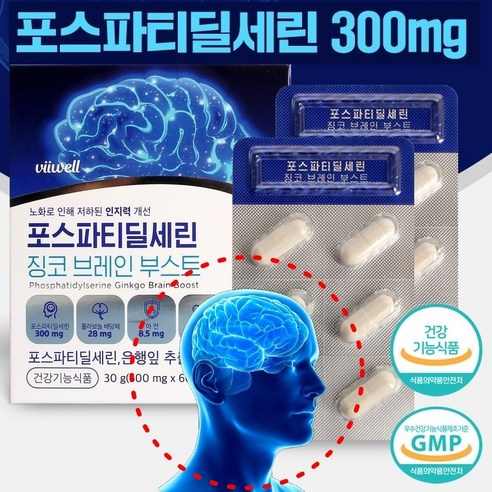 인지력 개선 건강기능식품 포스파티딜세린 징코 브레인 부스트, 60정, 1개