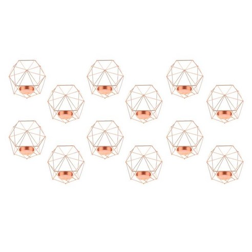 디너 홀리데이를 위한 12개의 촛대 기둥 봉헌 촛대 파티 세트, 13 x 10cm, 로즈 골드, 철