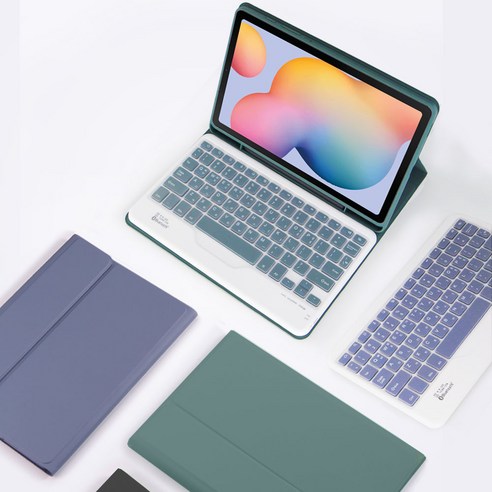 삼성 갤럭시 탭 S6 라이트 Lite를 위한 필수 액세서리: 룬드 회전 블루투스 키보드 북커버 케이스