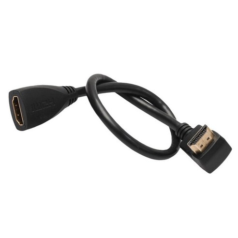 YSSHOP 고속 HDMI 연장 케이블 270도 각도 남성 케이블 남성, 블랙, 30cm, 플라스틱