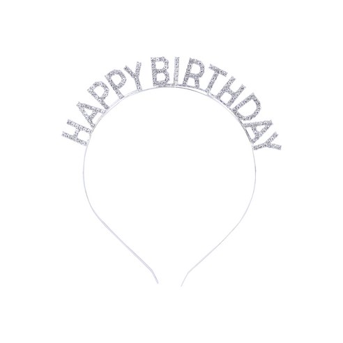 화려한 큐빅 공주 해피벌스데이 생일 머리띠 파티용품 홈파티 J078, 실버, 1개