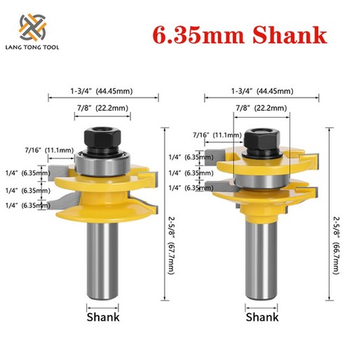 랑 통 도구 2pcs 대형 스타일 앰프 rail set-ogee bit 빙삭기 10, 6.35mm 생크