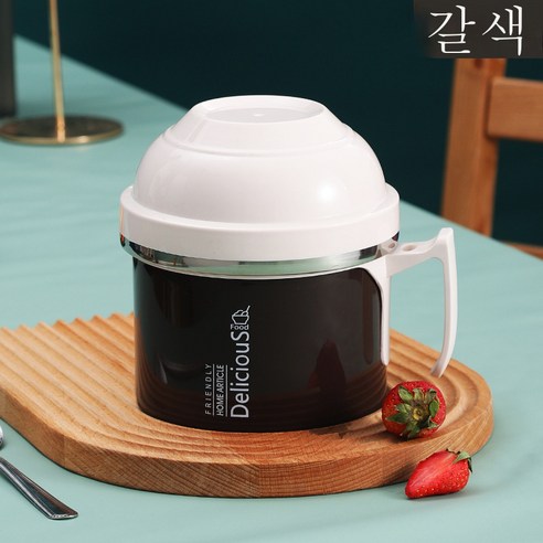 DFMEI 304 스테인리스 도시락 내담 플라스틱 분리 도시락 숙소 가정용 라면볼 스낵컵, 갈색