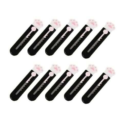 씨앤초이스 미니 고양이발 커터칼 휴대용 귀여운 문구 사무용 학용품 핑크 소형 컷터칼, 블랙, 20개