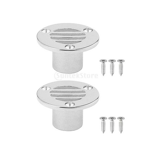 2Pcs 22mm 보트 데크 바닥 배수 스테인레스 스틸 나사 배관 피팅, 실버