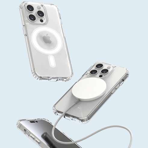 엑씨 퓨어 투명 범퍼 맥세이프 휴대폰 케이스는 아이폰15 프로 기종에 사용할 수 있는 제품입니다.