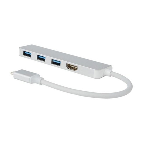 알루미늄 USB C 유형-C 3x USB 3.0 충전 포트 HDMI 허브 어댑터 케이블, 은, 180x140x10cm, 알루미늄 합금
