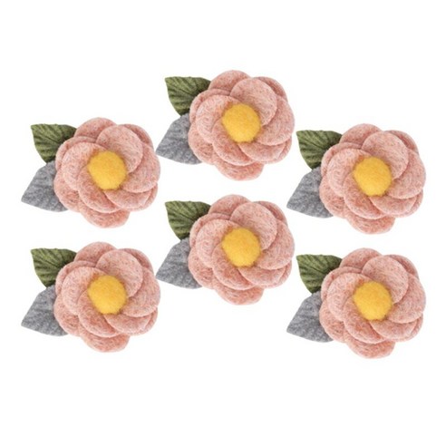 6Pcs 펠트 꽃 아플리케 꾸밈 꽃 6.5cm 모티프 꽃 장식 배지 청바지 공예 의상 공예 자수 팩, 분홍, 양모 펠트