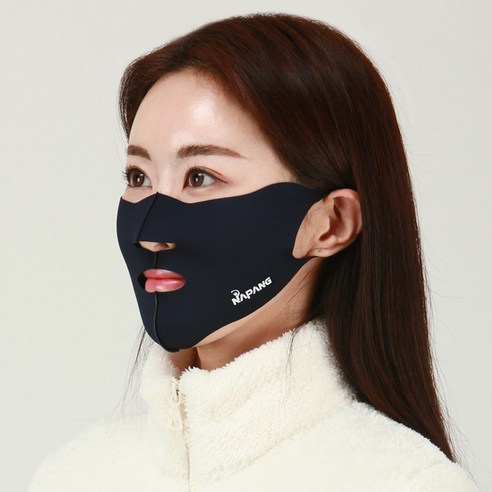 네이팡 스탠다드 노출 남녀공용 자외선 차단 스포츠 운동 안면 입체 쿨링 마스크, 네이비