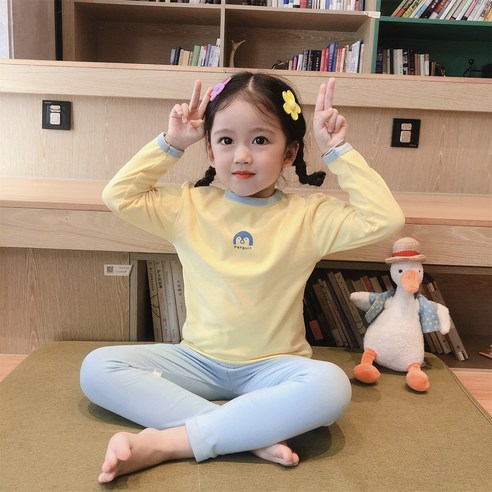 아카누스 부드러운 촉감 아동 내의 상하세트, 펭귄