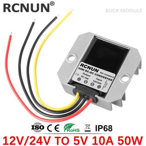 RCNUN 스텝 다운 DC 컨버터 레귤레이터 자동차 용 벅 전원 공급 장치 12 V 24V, 12V-24V to 5V 10A