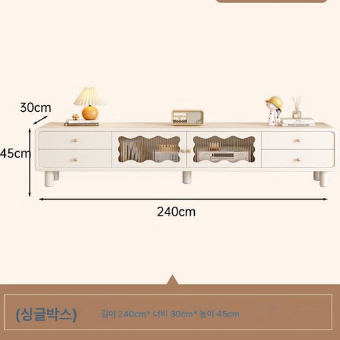 남쪽나무 TV 장식장 가정용 거실 소형 수납 수납장 프렌치 둥근 모서리, A01/설치 불포함, 240CM