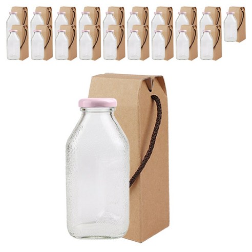 가인글로벌 사각델몬트300 핑크캡 + 포장박스 세트, 20세트, 300ml