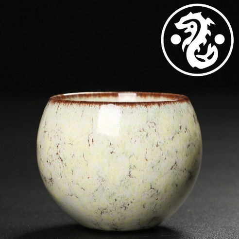 CAICHEN 세라믹 차 컵 가마는 거꾸로 된 컵 용 바닥 달걀 모양의 컵 꽃 차 세트가됩니다., 태극권 용-연황2개, 130ml