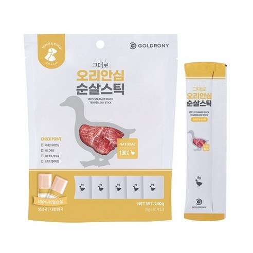 골드로니 반려동물 그대로 순살스틱 스틱형 30p, 오리30p, 8g, 1개