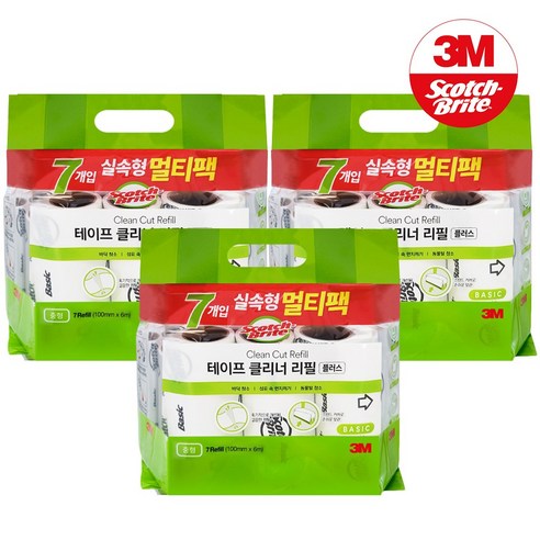스카치브라이트 실속형 테이프 클리너 플러스 7p 세트 리필, 3개