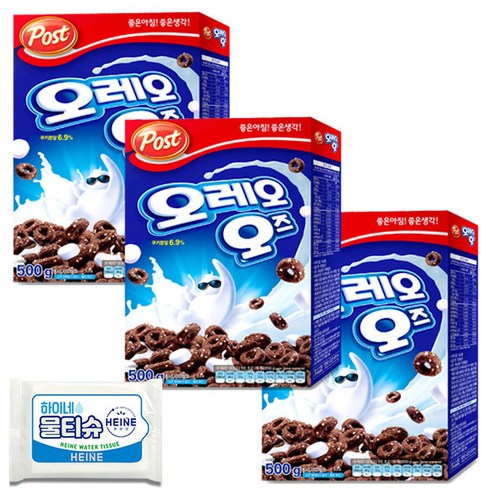 포스트 오레오오즈 500gx3+물티슈, 500g, 3세트