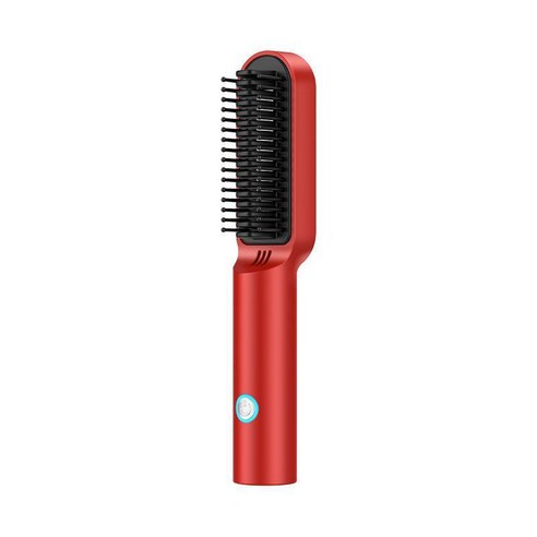 domiheat 휴대용 미니 고데기 빗 무선 매직기 웨이브 볼륨 헤어, 레드