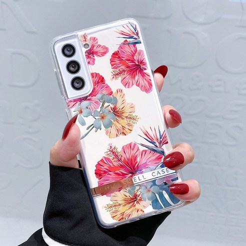 문학 스타일 삼성 s21ultra 휴대 전화 쉘 패션 note20ultra soft shell s20 flower s20fe 투명 낙하 방지 a52 럭셔리 전기 도금 s21 기질에