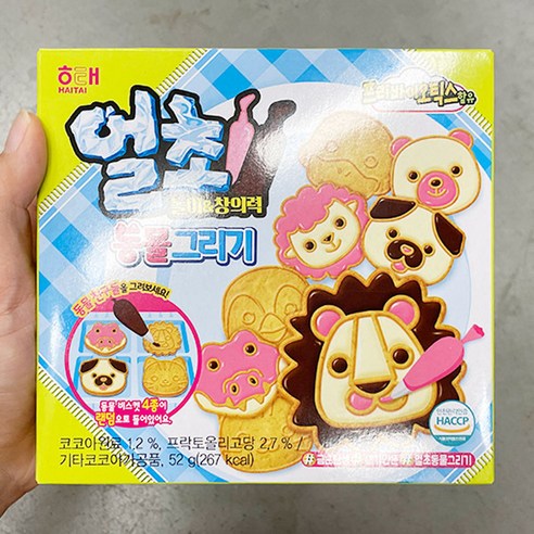 해태제과 얼초 동물 그리기 과자 52g 랜덤발송, 단품, 3개