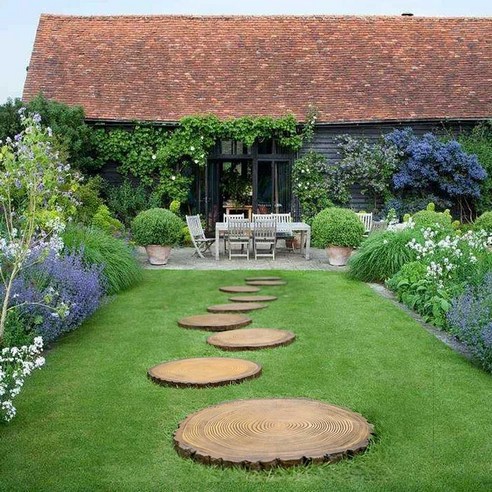 조경석 디딤석 디딤돌 돌담 울타리 정원석 판석 인서블 정원 꾸미기, 모조 나뭇결 디딤돌 Ax4장